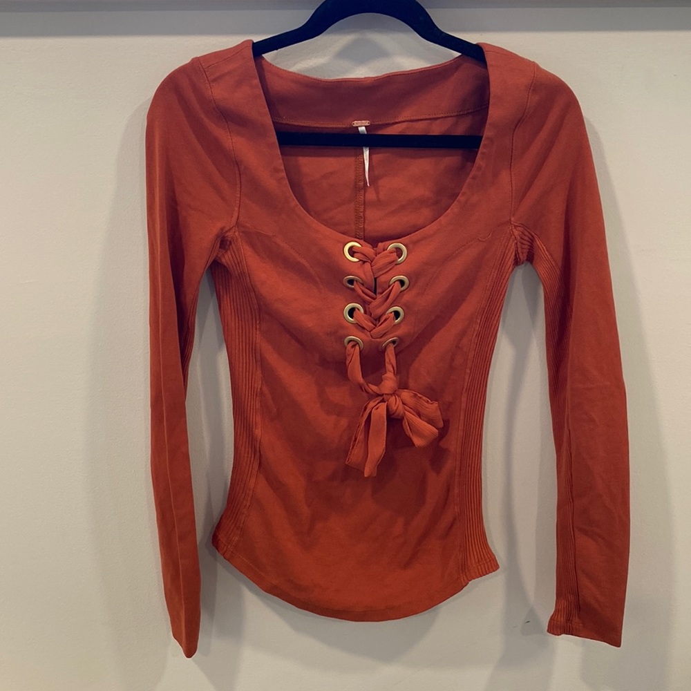 Free People Lace up Top